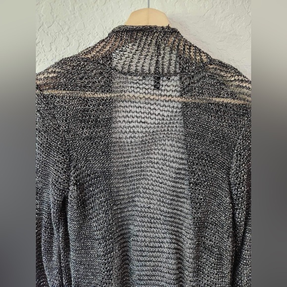 Eileen Fisher Women's Metallic linen Blend Metallic Open Knit Cardigan - Picture 6 of 8